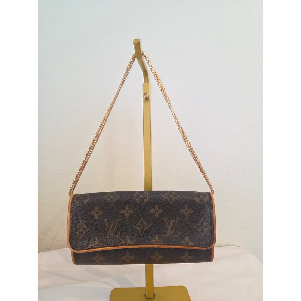 Louis Vuitton Monogram Pochette Twin PM Chain Crossbody Clutch Bag Shoulder LV